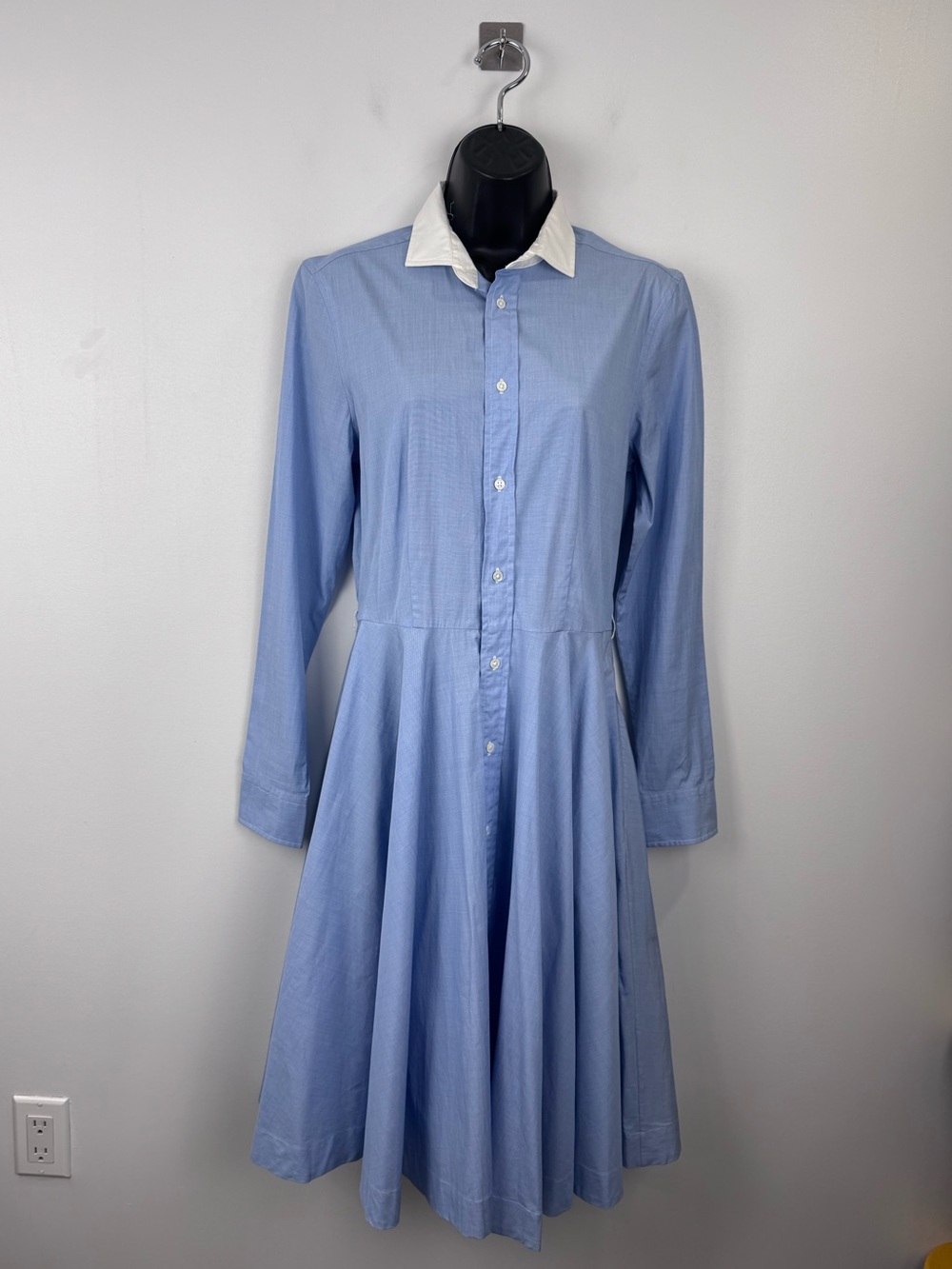 Polo Ralph Lauren Women Long Sleeve Blue Cotton Shirtdress Size 6